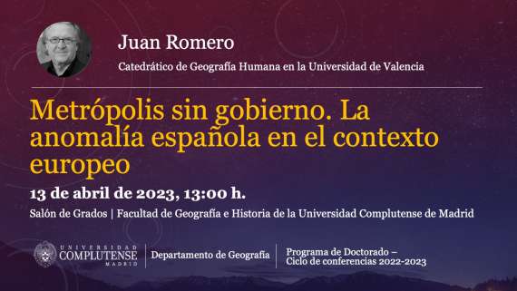 Conferencia "Metrópolis sin gobierno. La anomalía española en el contexto europeo".